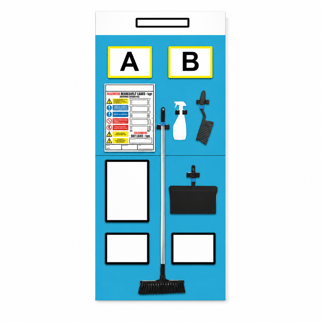 Rack End Cleaning Shadow Notice Boards for Double Aisles