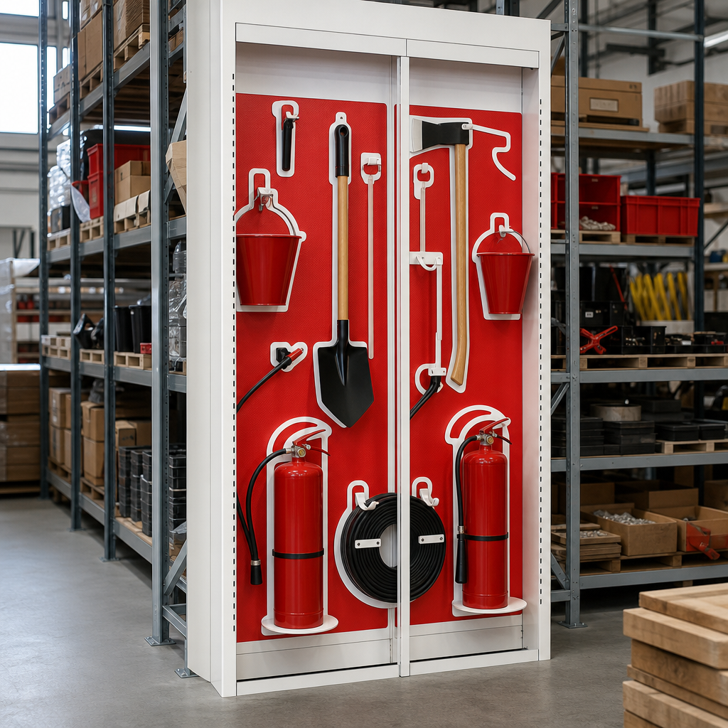 Rack End Fire Safety Shadow Board Station – Double Aisle