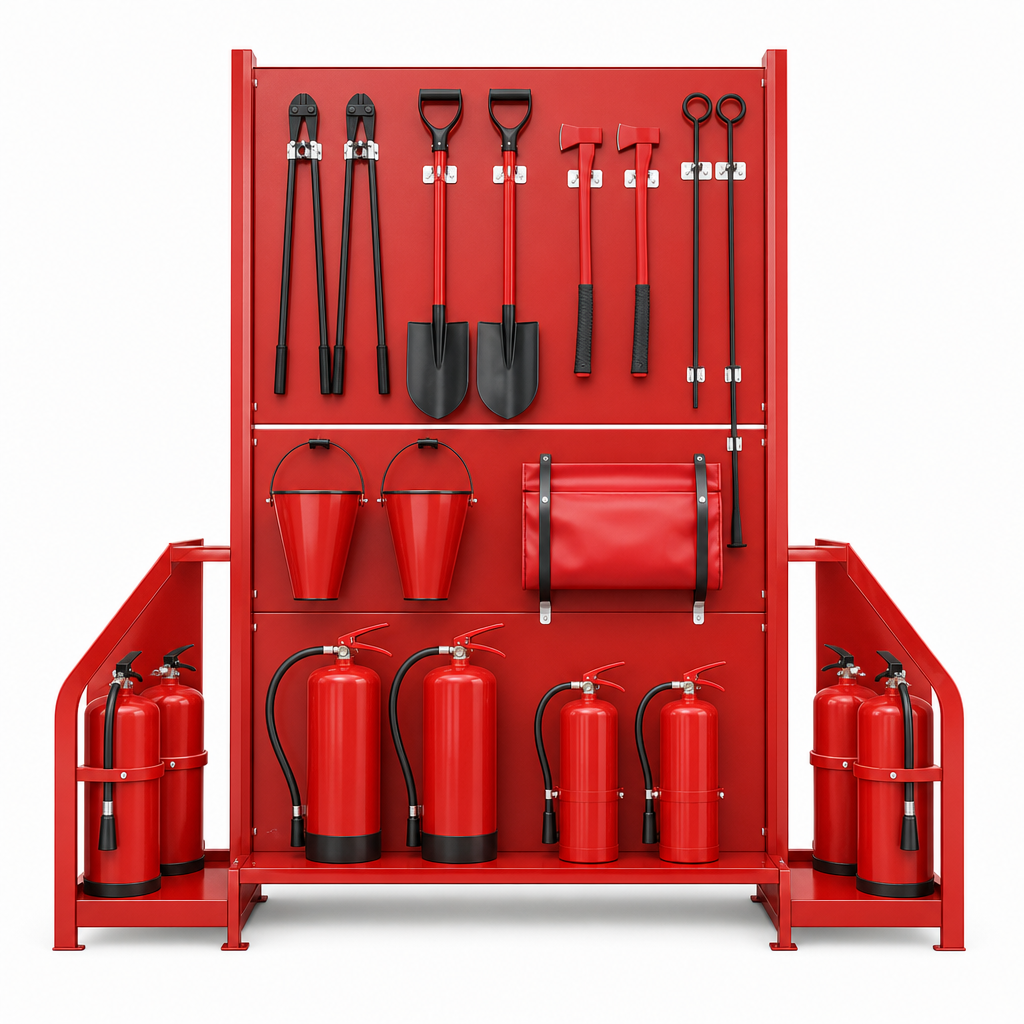 Rack End Fire Safety Shadow Board Station – Double Aisle
