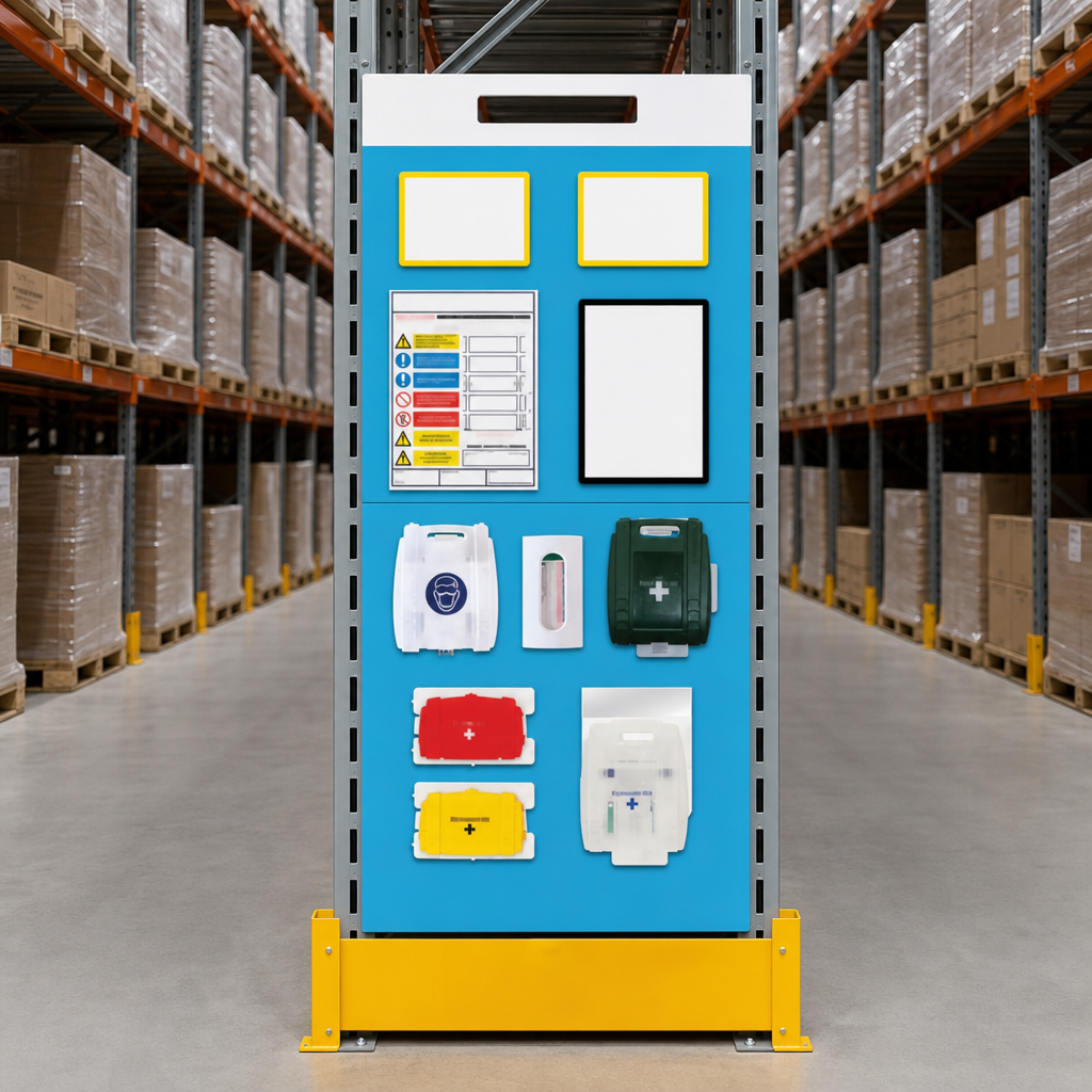 Rack End First Aid Shadow Notice Board Station – Double Aisle