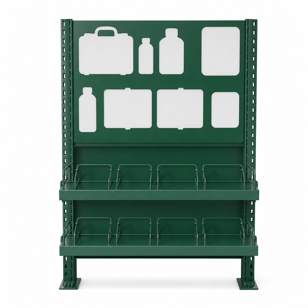 Rack End First Aid Shadow Notice Board Station – Double Aisle