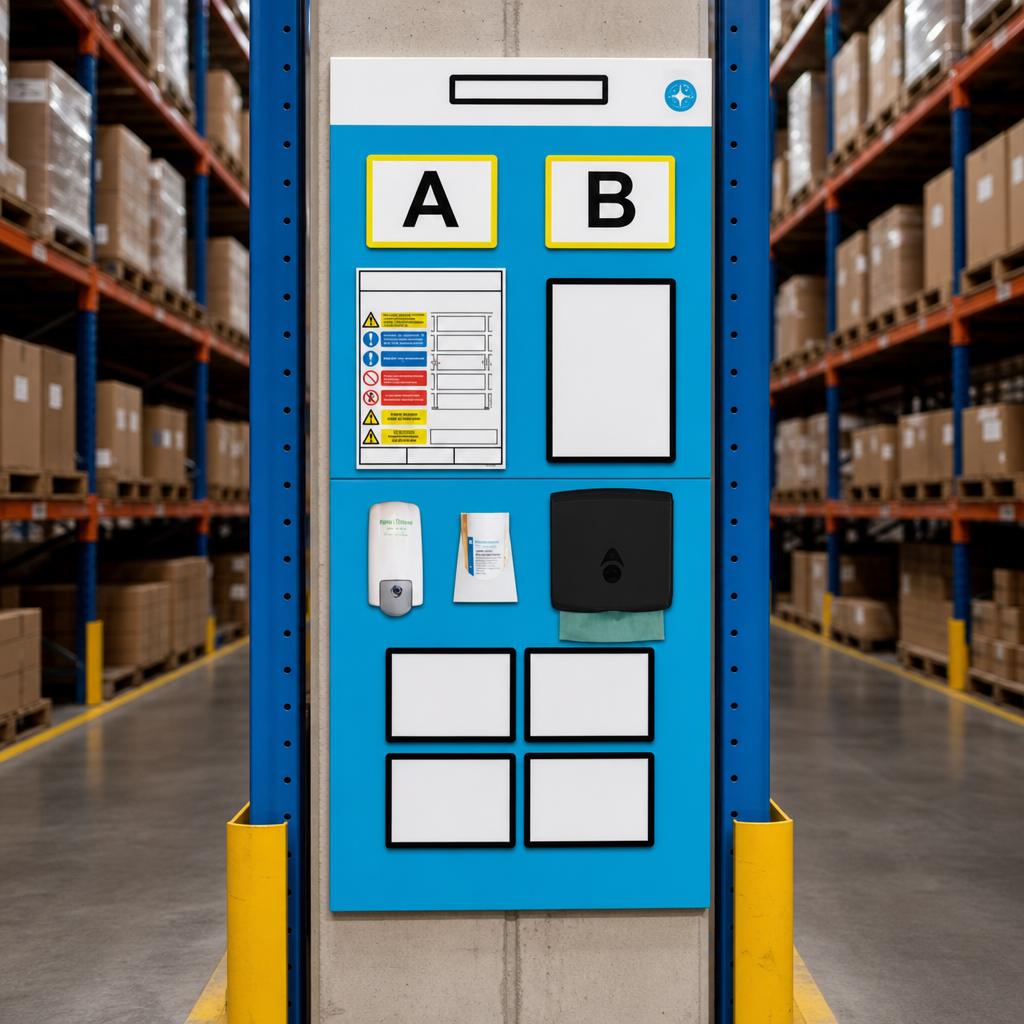 Rack End Sanitising Shadow Notice Boards for Double Aisles