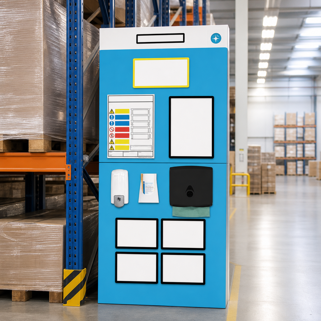 Rack End Sanitising Shadow Notice Boards for Single Aisles