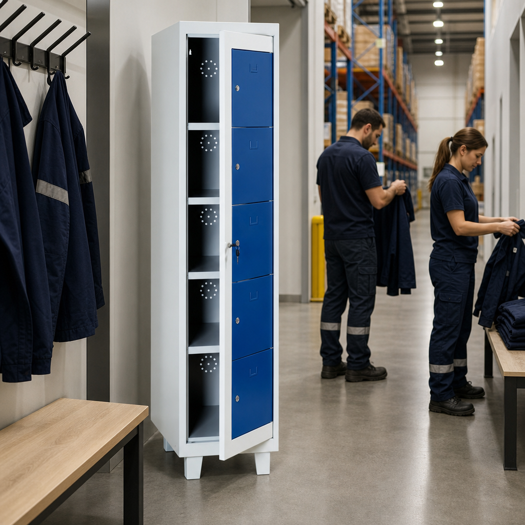Raised Base Metal Garment Dispensing Locker with 5 Doors