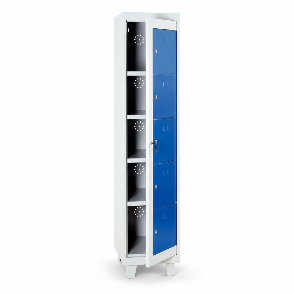 Raised Base Metal Garment Dispensing Locker with 5 Doors