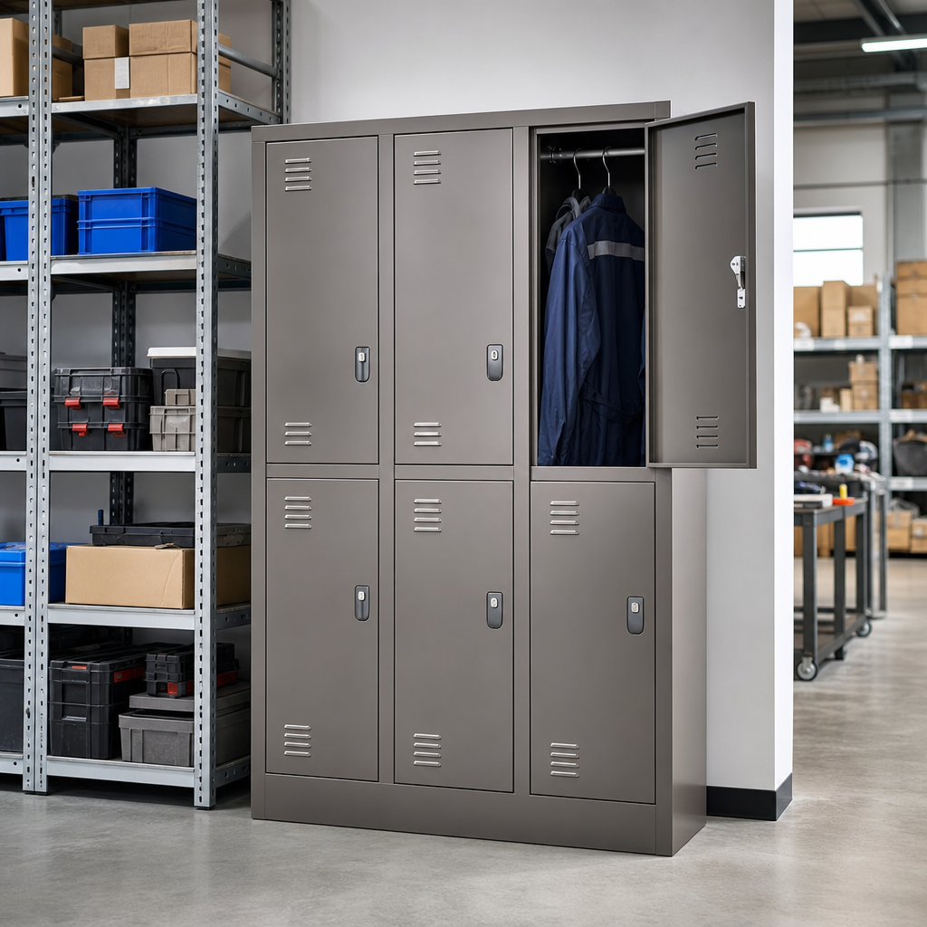 Raised Metal Garment Dispensing Laundry Locker With 6 Doors