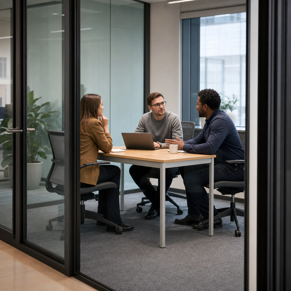 Rectangular Conference Table with 4-Leg Base