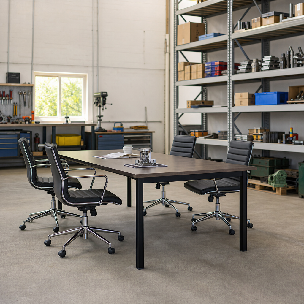 Rectangular Conference Table with 4-Leg Base