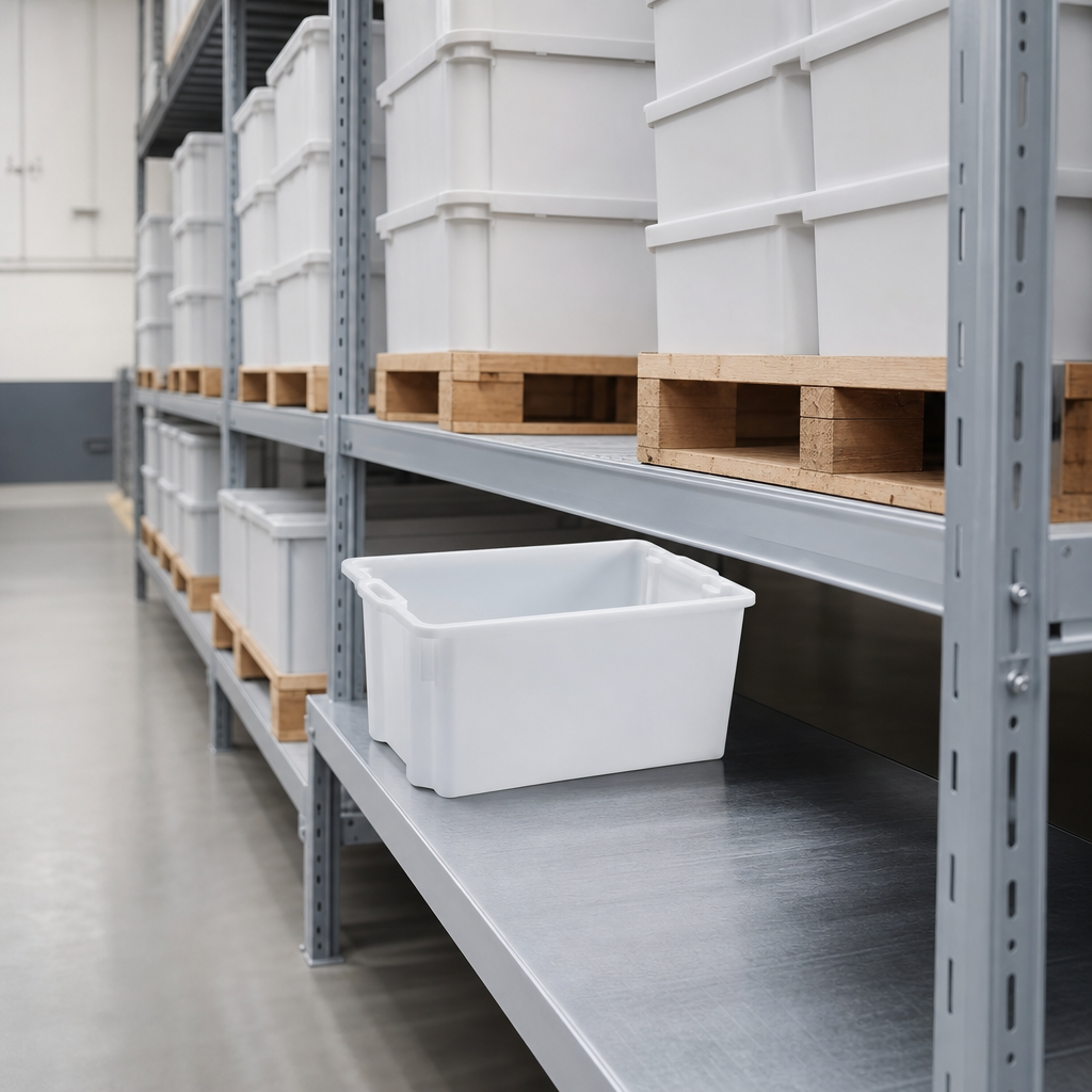 Rectangular Nestable and Stackable Plastic Container 90L