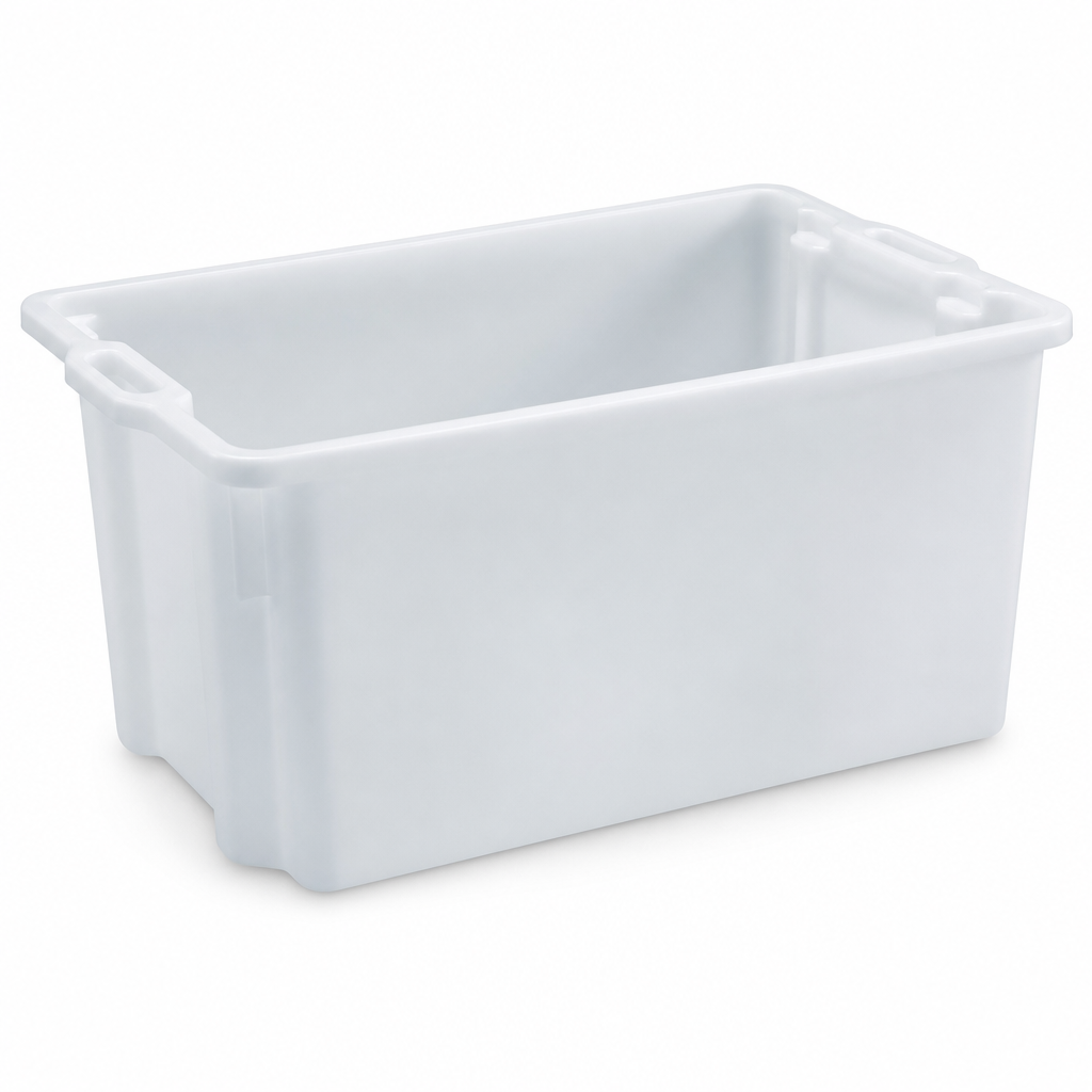 Rectangular Nestable and Stackable Plastic Container 90L