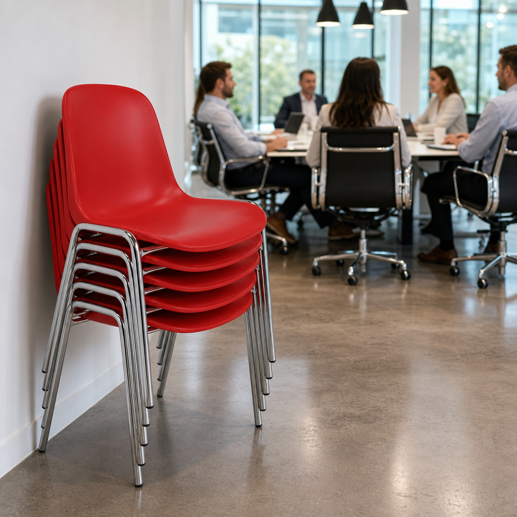 Recycled Plastic Stackable Office Chair with Chrome Frame