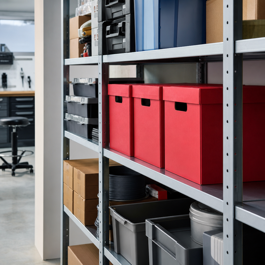 Red Cardboard Storage Box with Lid