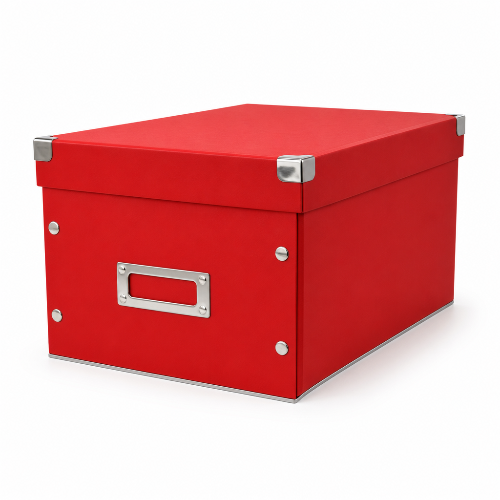 Red Cardboard Storage Box with Lid