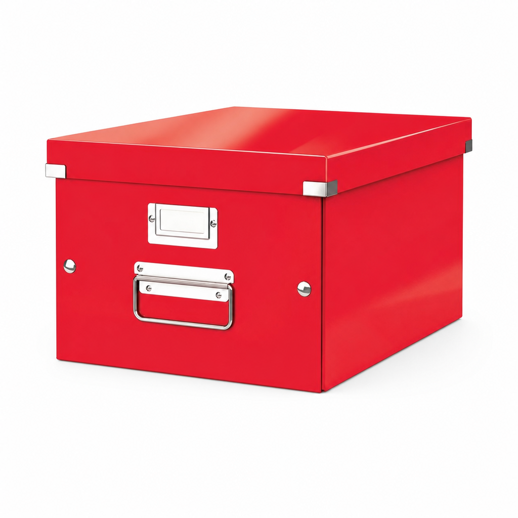 Red Cardboard Storage Box with Lid