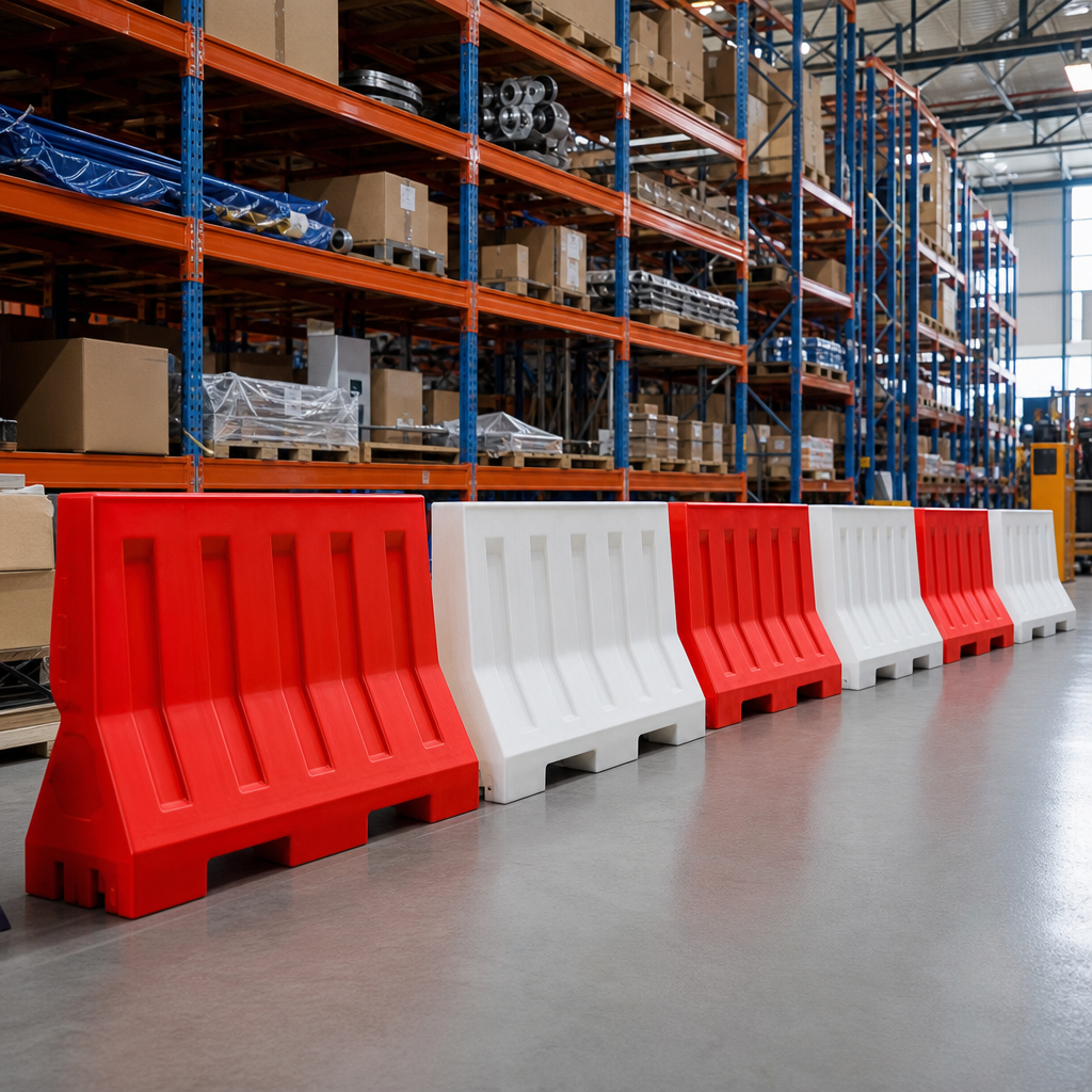 Red or White Road Wall Barrier for Traffic Control and Safety