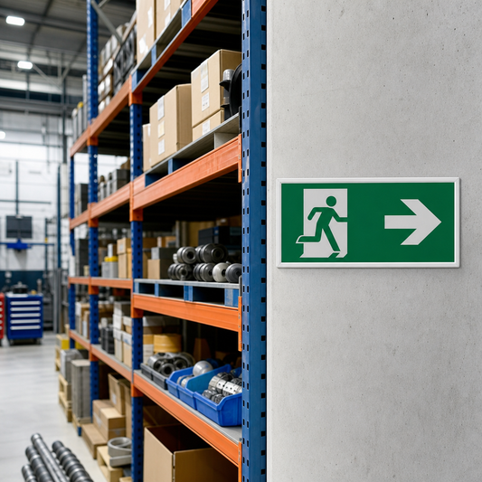 Right Arrow Fire Exit Safety Sign – Text and Pictogram