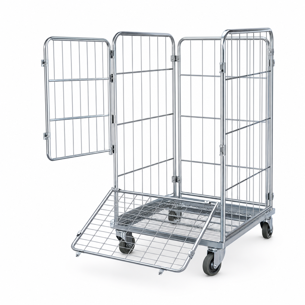Roll Pallet with Four Removable Sides and Drop Gate