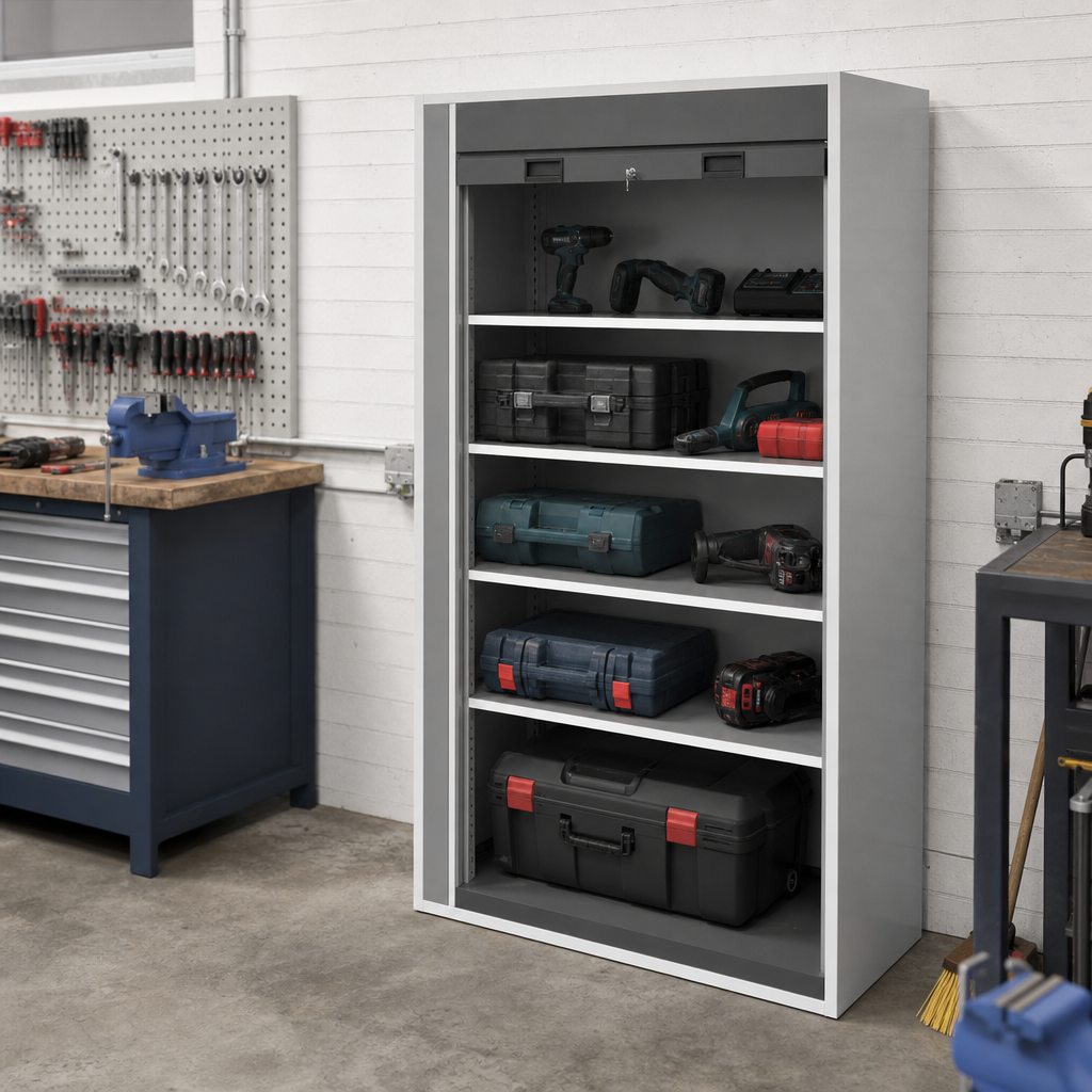 Roller Shutter Cupboard with Adjustable Shelving 2000 x 1050 x 650mm