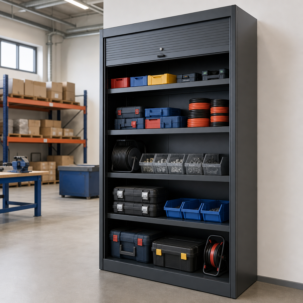 Roller Shutter Cupboard with Adjustable Shelving 2000 x 1050 x 650mm