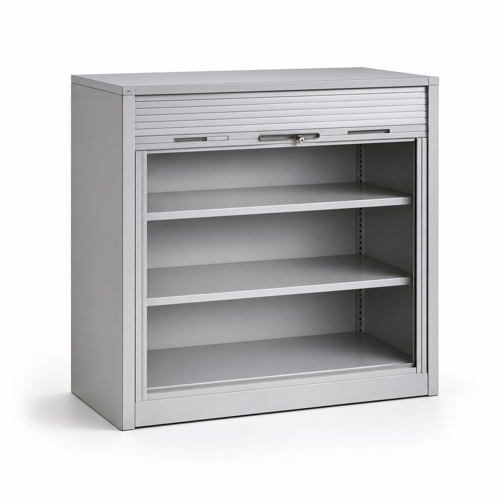 Roller Shutter Metal Storage Cabinet with 3 Shelves 1200x1050x650mm