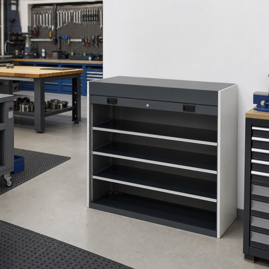 Roller Shutter Metal Storage Cabinet with 3 Shelves 1200x1300x650mm