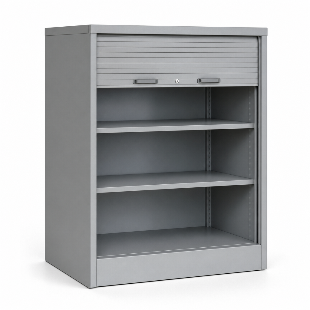 Roller Shutter Metal Storage Cabinet with 3 Shelves 1200x1300x650mm