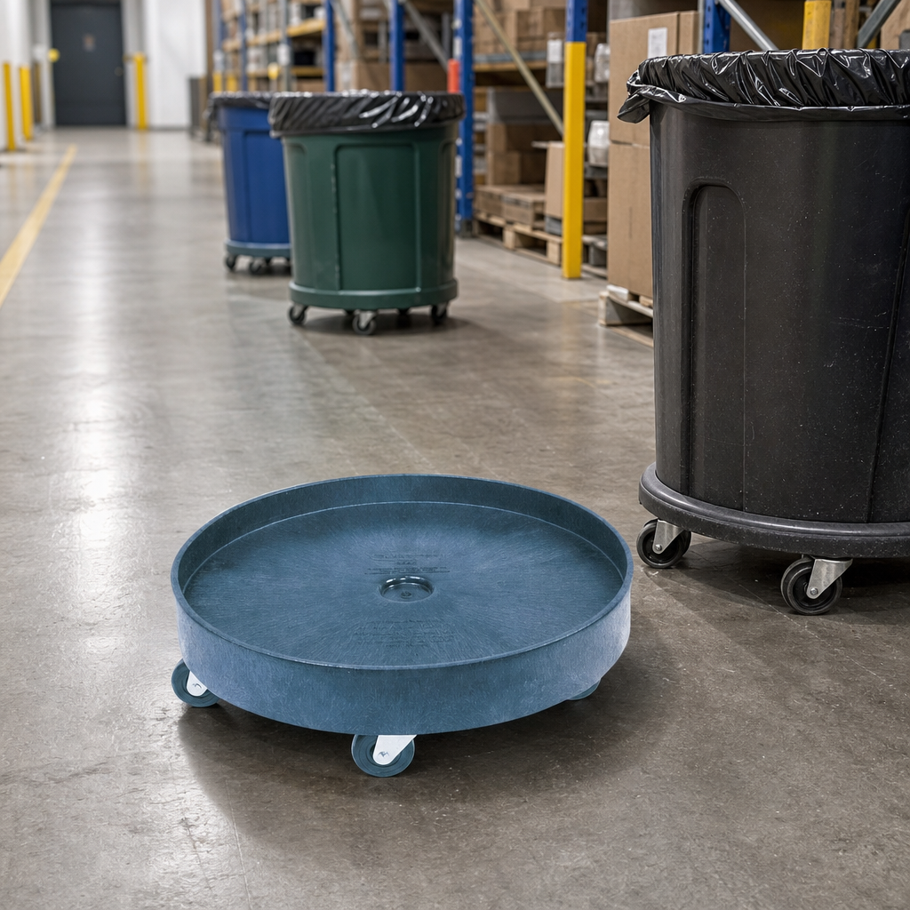 Round Container Dollies for Waste Bins and Drums