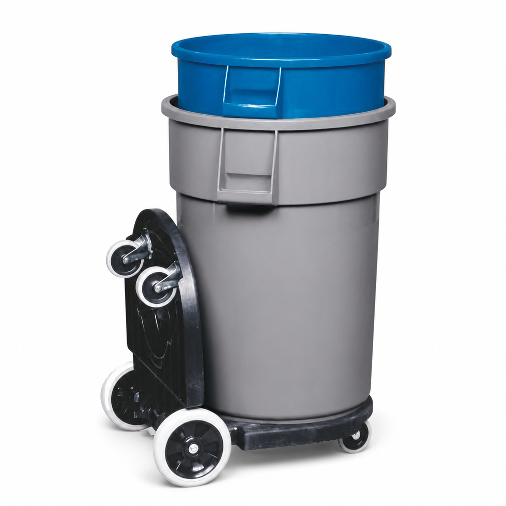 Round Double Dolly for Dual Container Transport