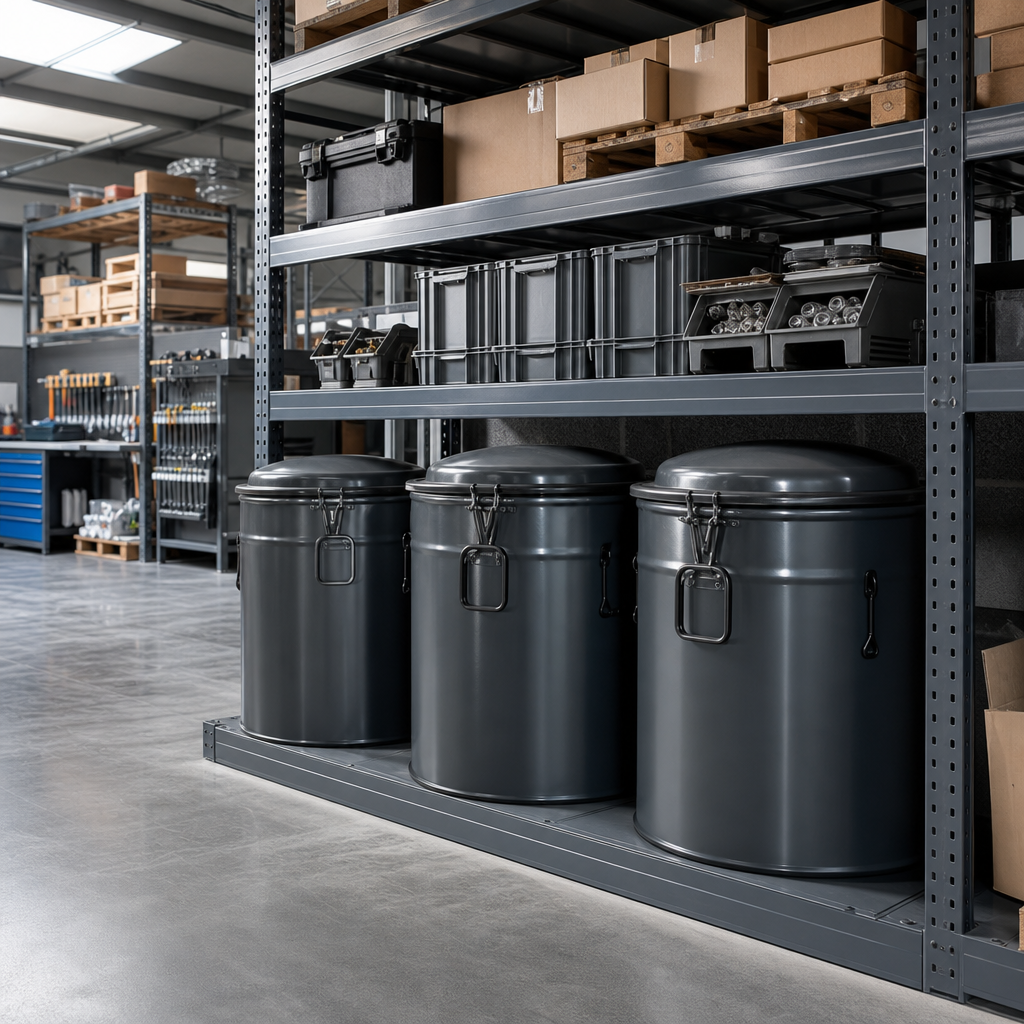 Round Industrial Waste Containers for Heavy Duty Use