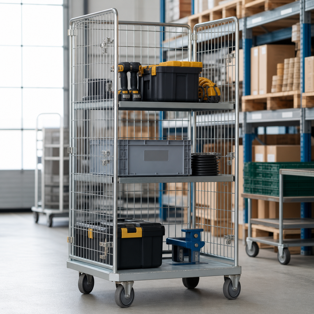 Safety Roll Container with Steel Base and 720kg Capacity