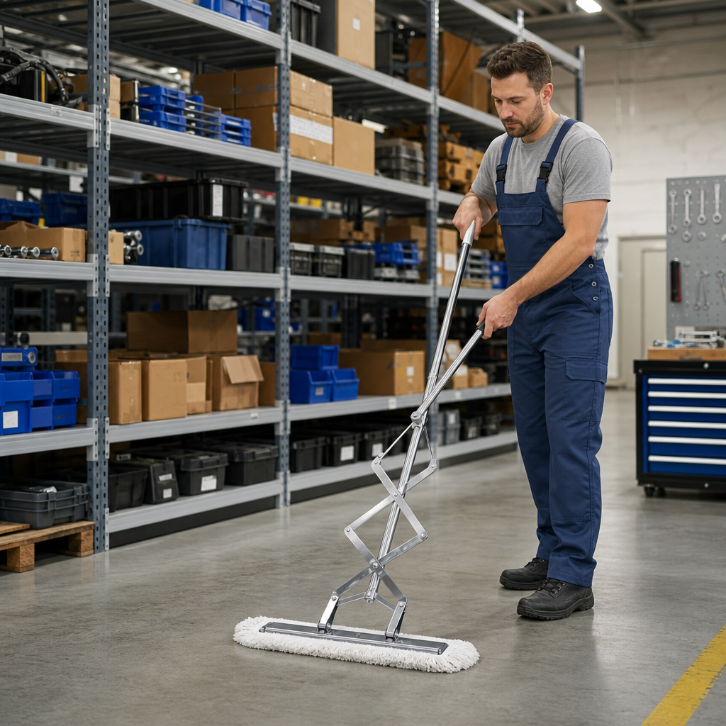 Scissor Sweeper Mop with Steel Frame and Cotton Heads