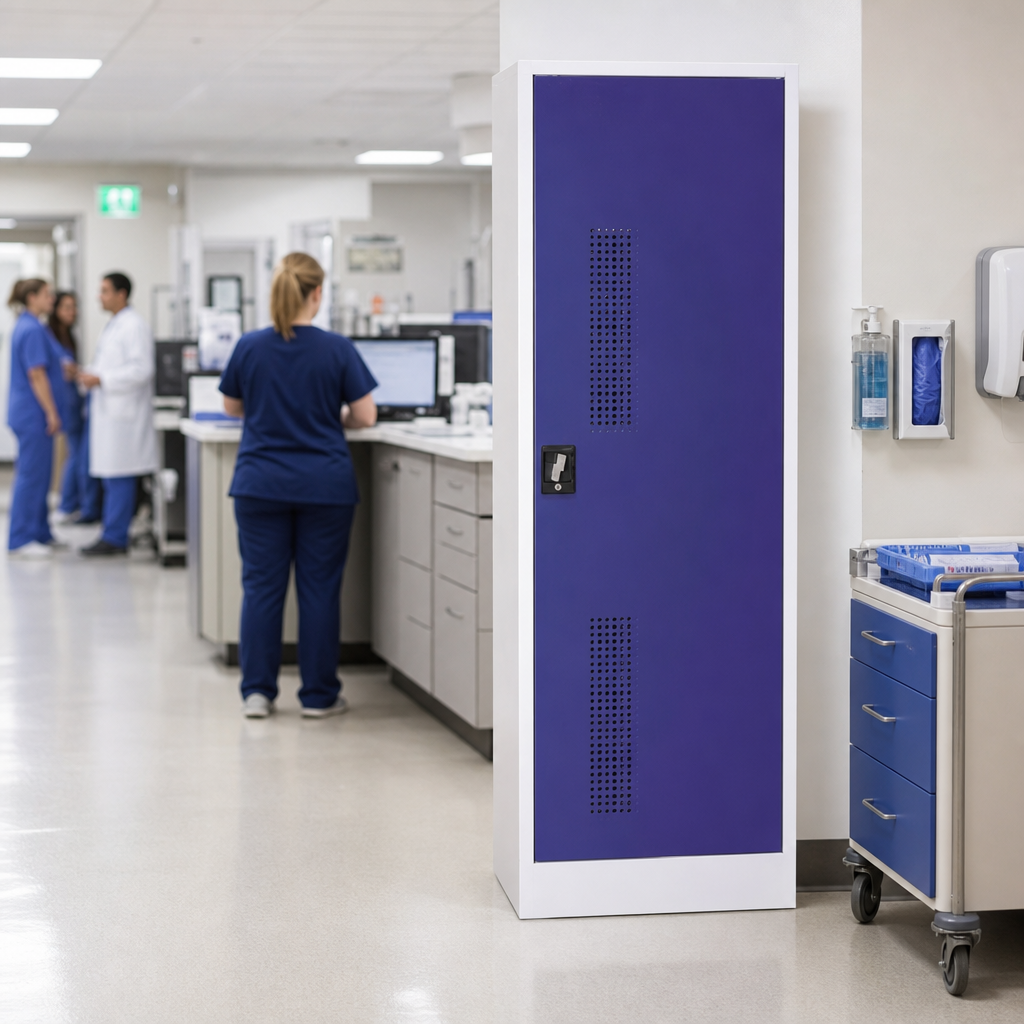Security Locker with Built-In Safe for Emergency Services