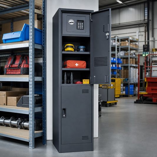 Security Locker with Built-In Safe for Emergency Services