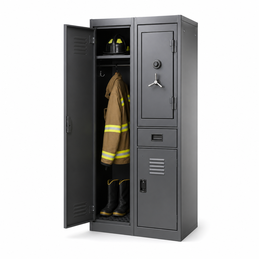 Security Locker with Built-In Safe for Emergency Services
