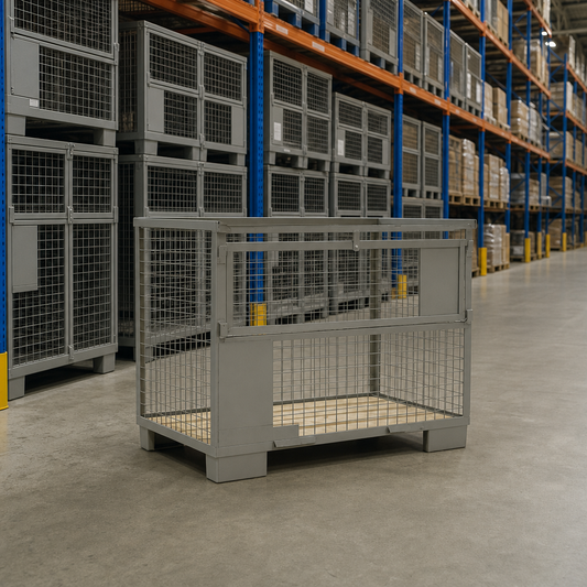 Security Mesh Stillage with Half Drop Front and Wood Floor
