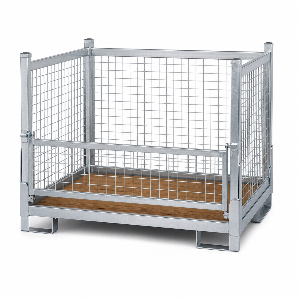 Security Mesh Stillage with Half Drop Front and Wood Floor