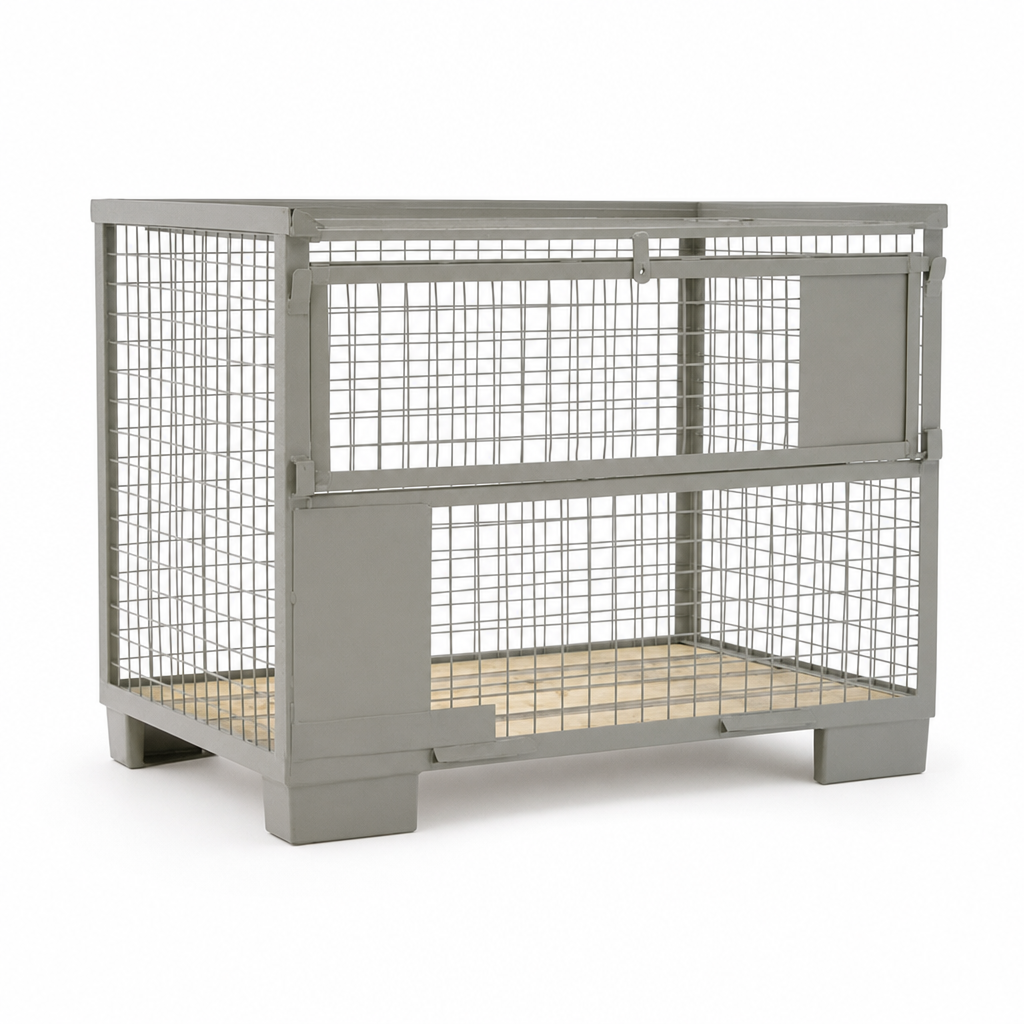 Security Mesh Stillage with Half Drop Front and Wood Floor