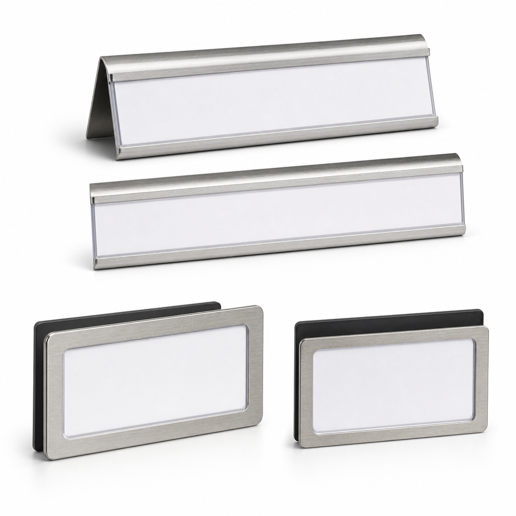 Self-Adhesive and Magnetic Label Holders with Inserts
