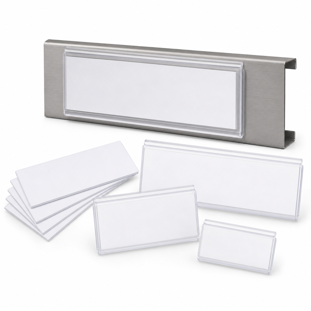 Self-Adhesive Clear Label Holders with Card Inserts