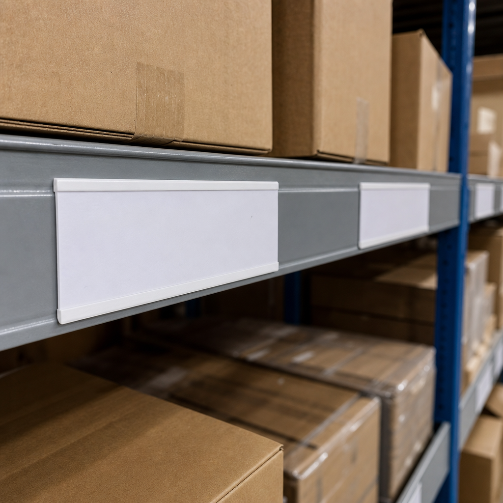 Self-Adhesive Label Holder Strips for Shelving