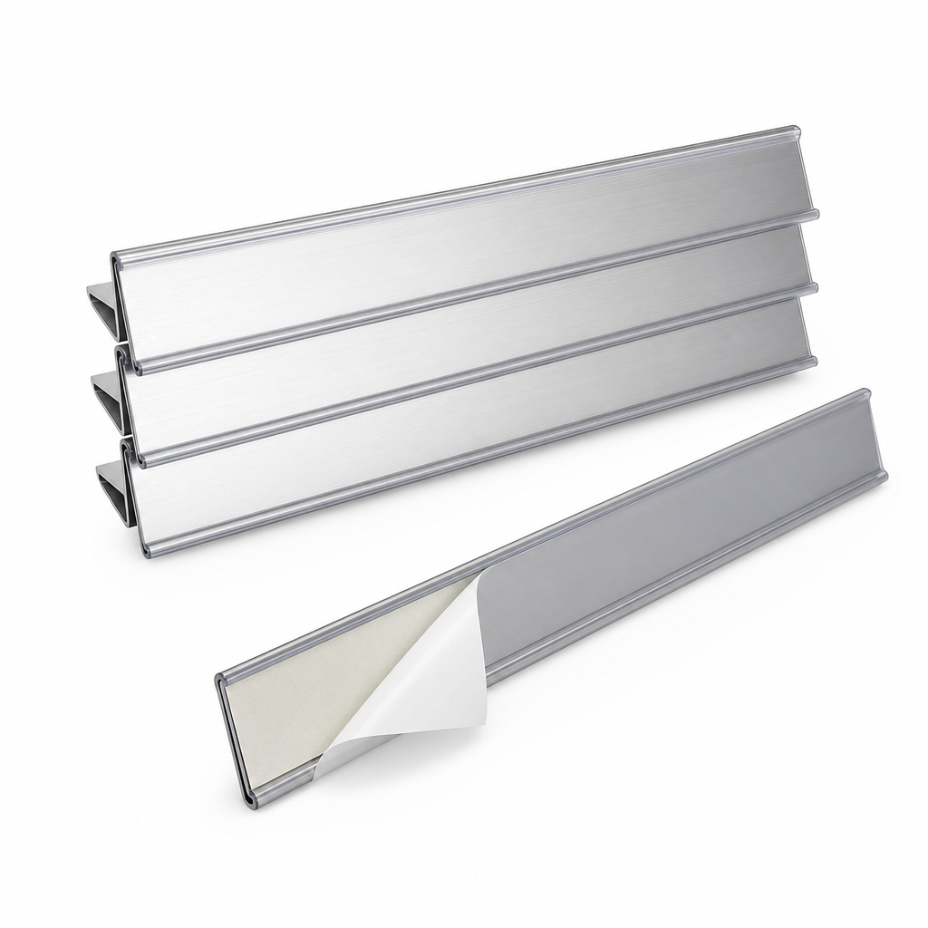 Self-Adhesive Label Holder Strips for Shelving