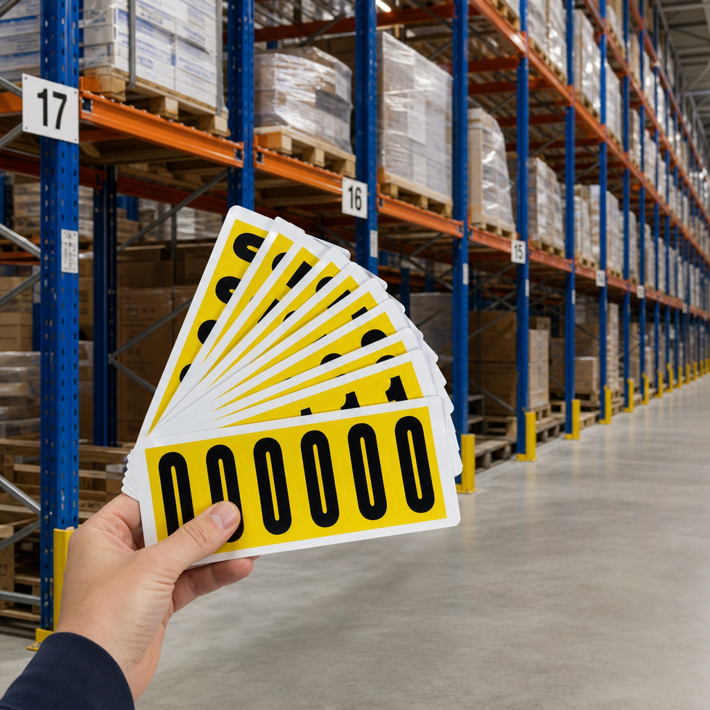 Self-Adhesive Number Labels for Aisle and Location Marking