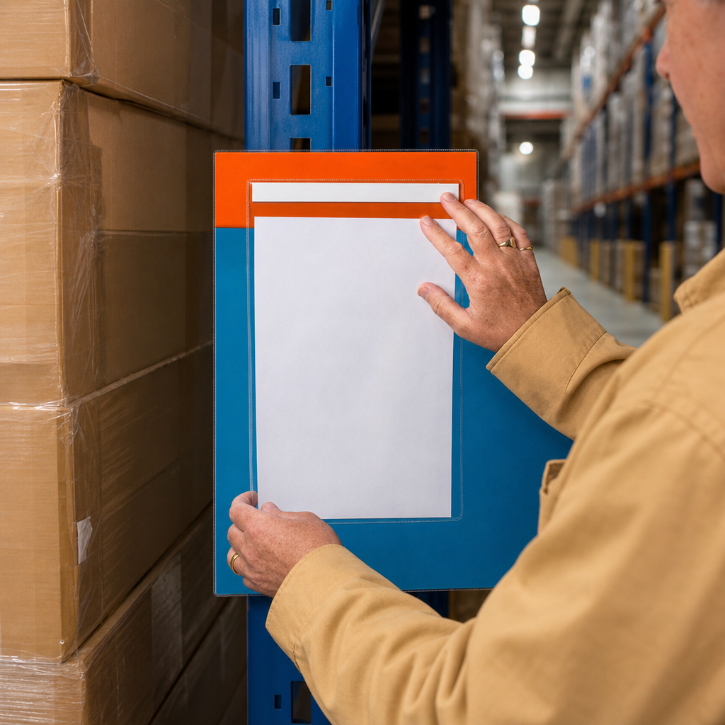 Self Adhesive Plastic Document Holders for Shelving