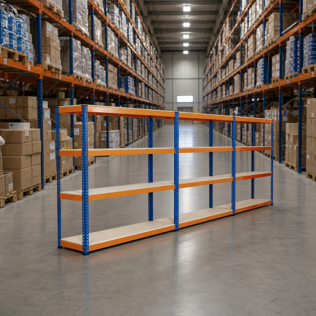 Set of 3 Heavy Duty Shelving Bays with Chipboard Shelves
