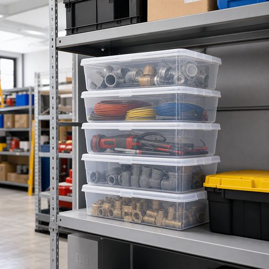 Set of 5 Clear Food-Grade Plastic Storage Boxes
