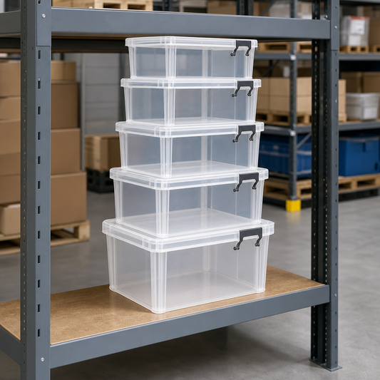 Set of 5 Clear Food-Grade Plastic Storage Boxes