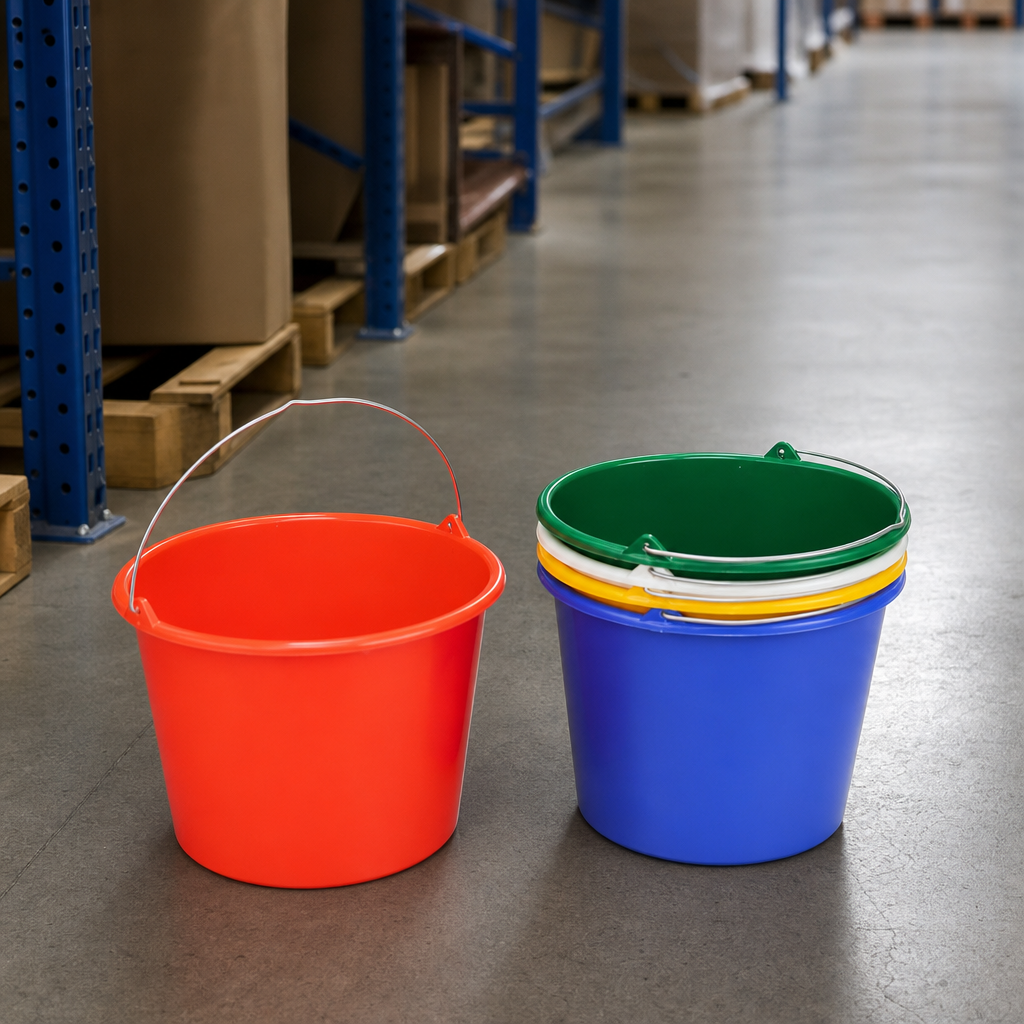 Set of 5 Colour Coded Household Cleaning Buckets 12L