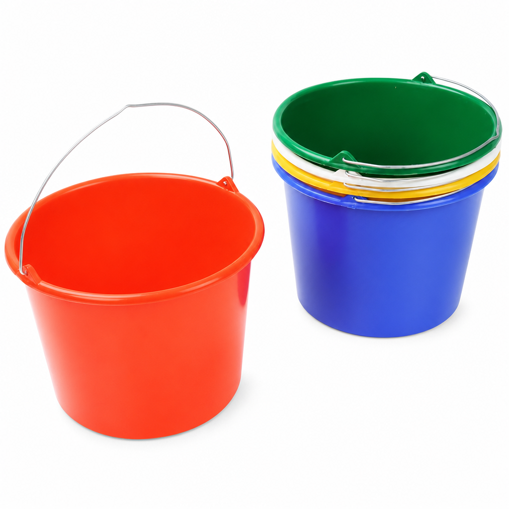 Set of 5 Colour Coded Household Cleaning Buckets 12L