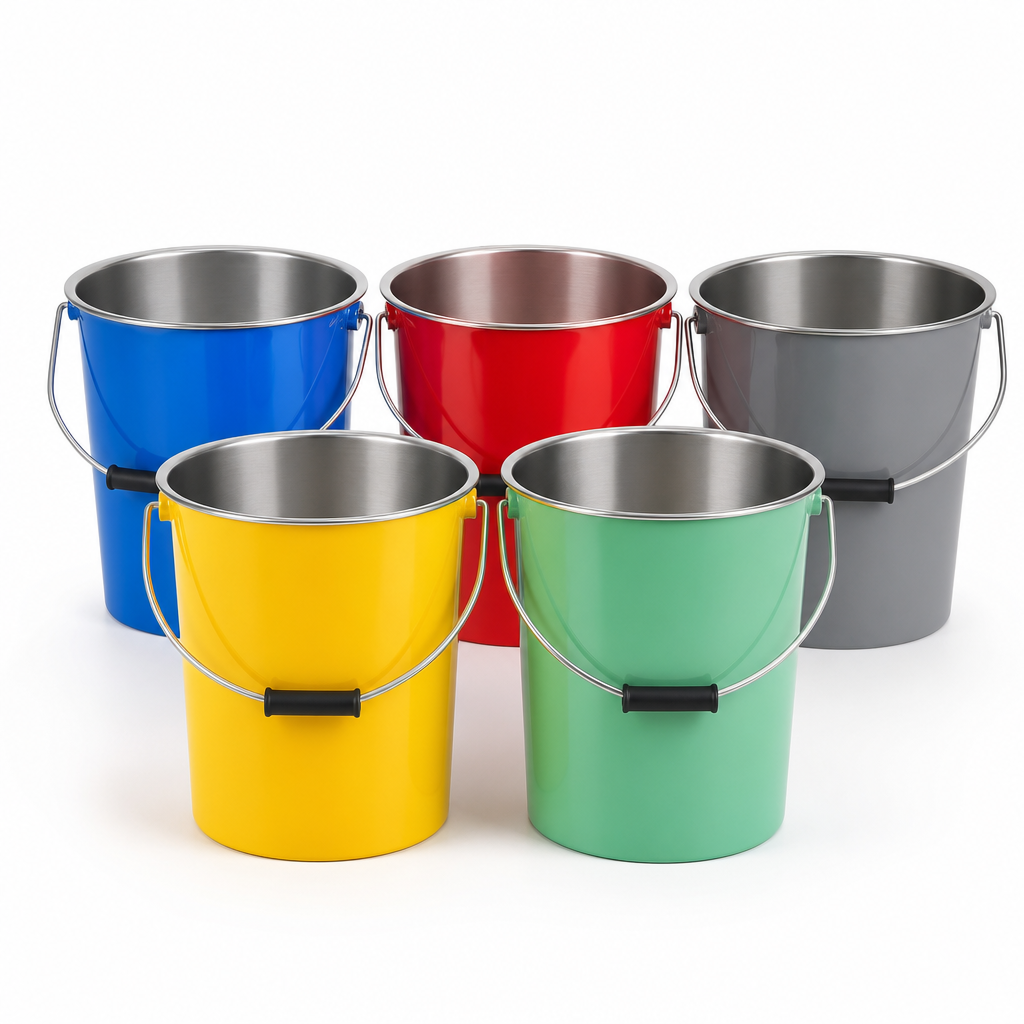 Set of 5 Colour Coded Household Cleaning Buckets 12L