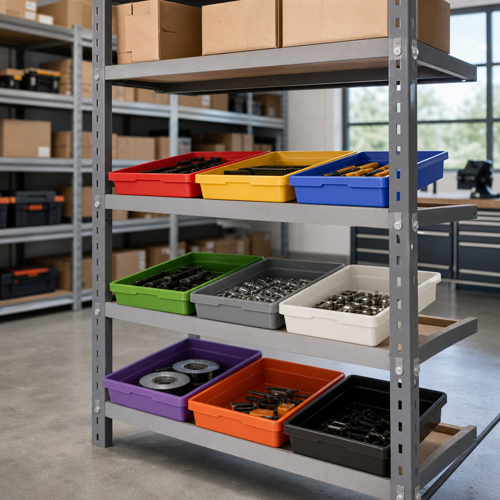 Shallow A4 Plastic Storage Trays – Solid Colours (Pack of 10)